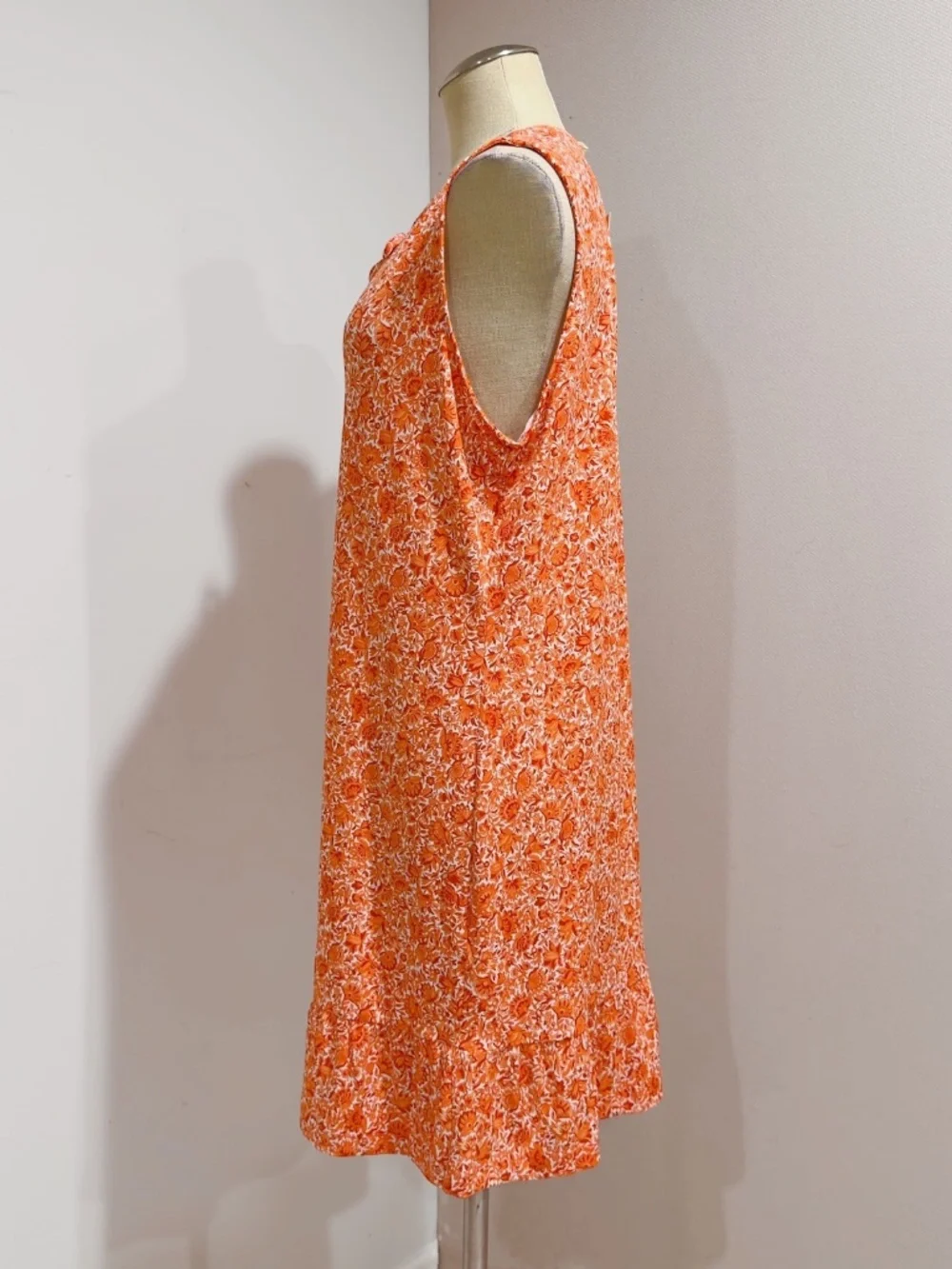 Michael Kors Mandarin Orange Floral Front Tie Ruffle Hem Dress Size XL